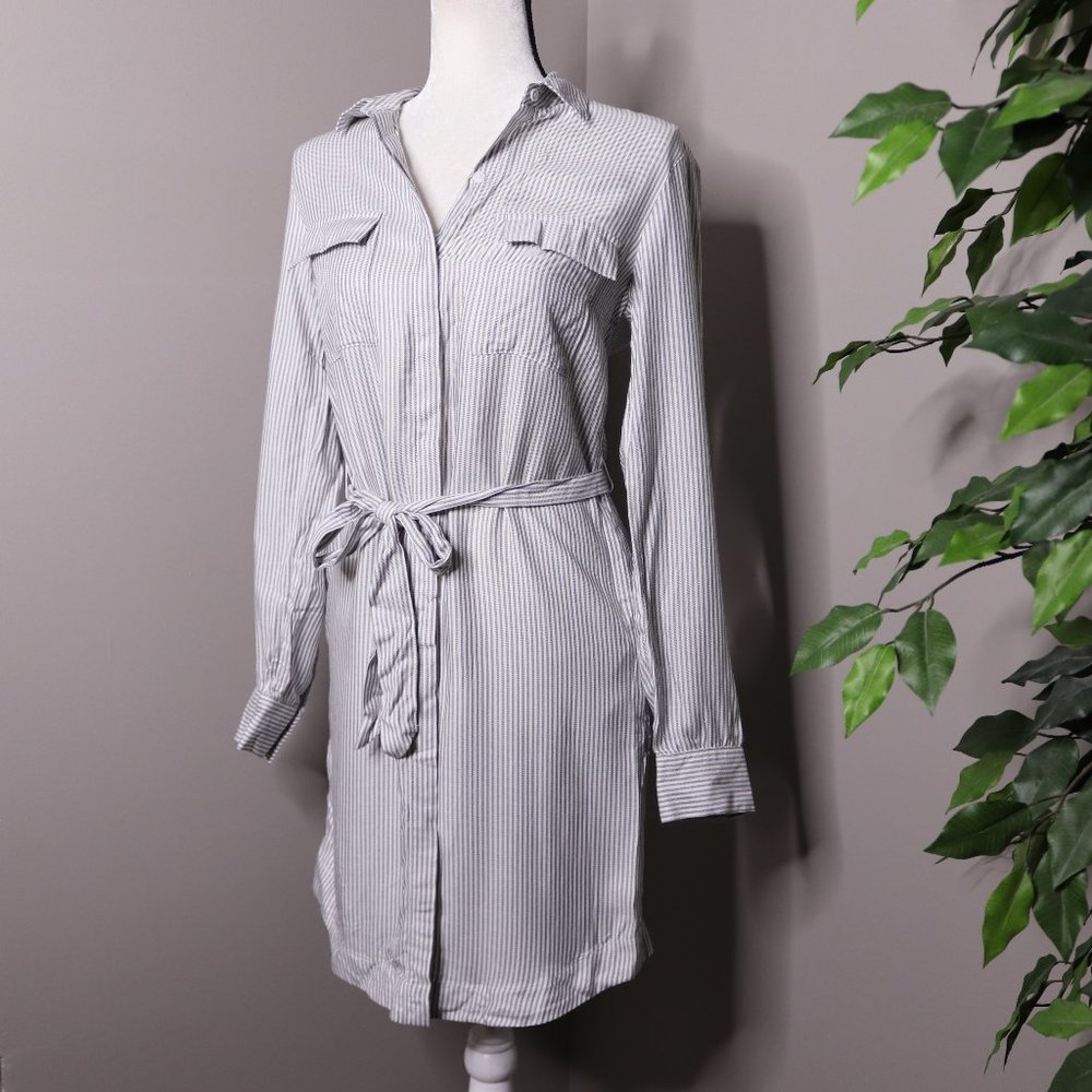 A New Day Long Sleeve Shirt Dress Striped